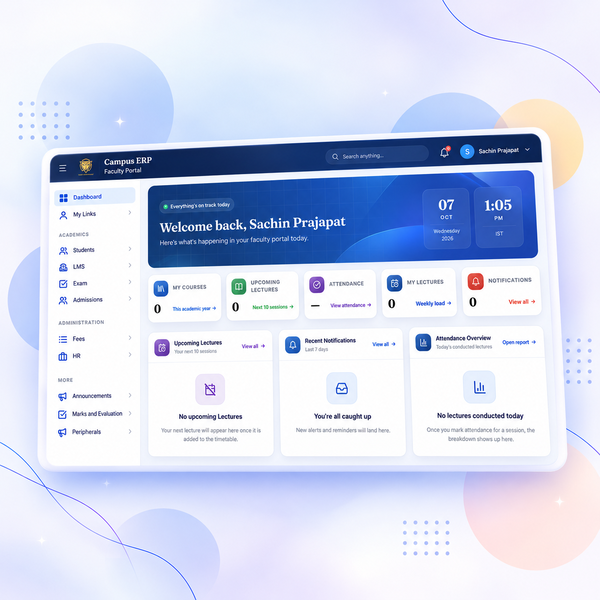 Campus ERP admin dashboard